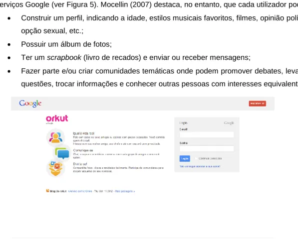 Figura 5 – Página inicial do Orkut (---, 2012g). 