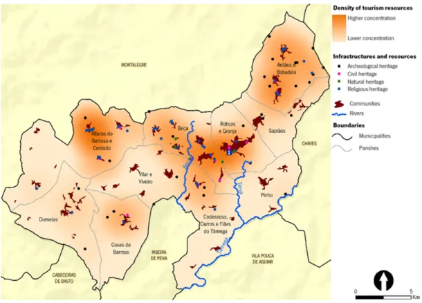 Fig. 1. Distribution of tourism resources in Boticas