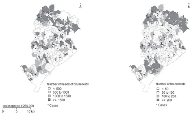 Figure 3. Concentration of oral and oropharyngeal cancer weighted for socioeconomic conditions and the infrastructure of the residences