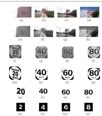 Fig. 3: Examples of results obtained for the segmentation of speed limit digits.