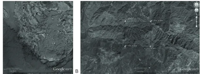 FIGURE 1 Study area (northeastern Greece (A), southern part of the region of Evros (B).