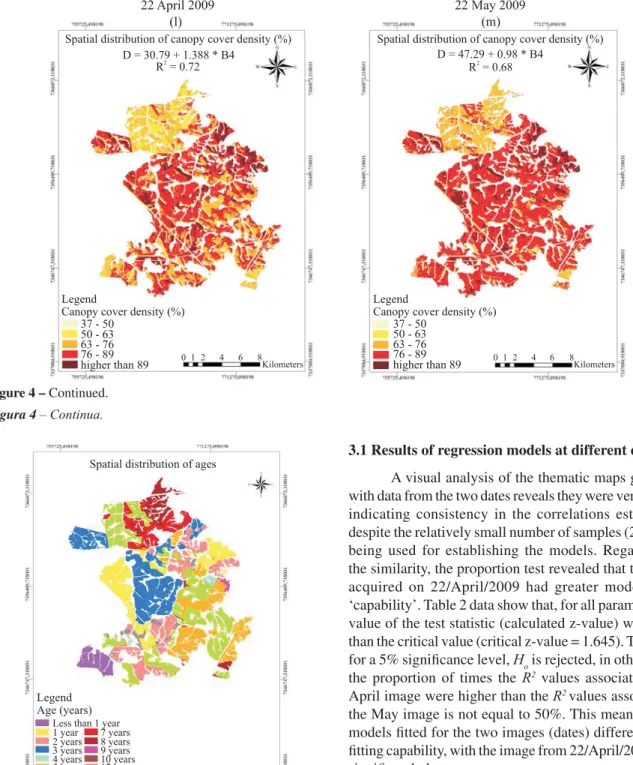 Figure 5 – Spatial distribution of age in eucalyptus stands at the  time the fi eld trial was conducted (May 2009).