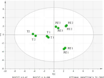 Figure 5. Principal component analysis for the peach palm  fruits commercially available in Costa Rica from two different  geographic origins.