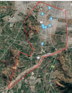 Figure 2: Satellite view of the municipalities of San Bernardo and El Bosque using Google Maps - july 4 2018