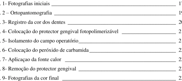 Fig. 1- Fotografias iniciais ______________________________________________  17 Fig. 2  –  Ortopantomografia  _____________________________________________  19 Fig