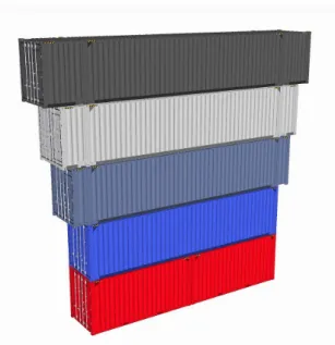 Figura 3.2: Comparação entre contentores - 2x20', 40', 45', 48' e 53'.