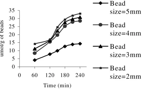 Figure 2 - Effect of bead size on rate of starch hydrolysis