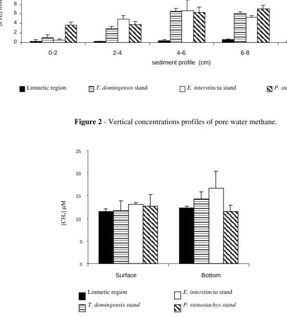 Figure 3 - Surface and bottom water column methane concentration (p&gt;0.05). 
