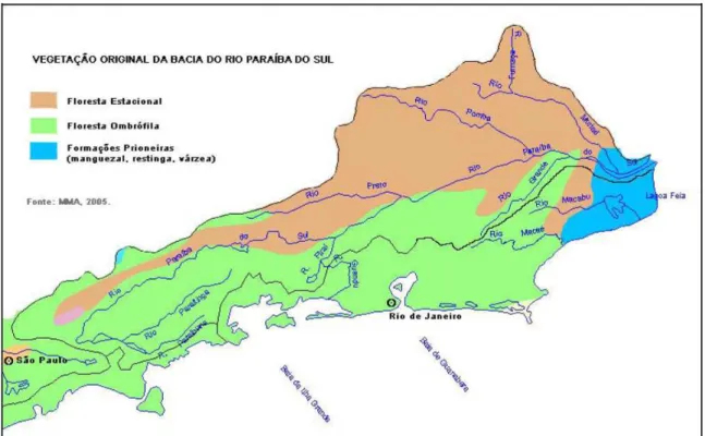 Figura 5 - Vegetação Original na Bacia do Rio Paraíba do Sul (CEIVAP, 2007) 