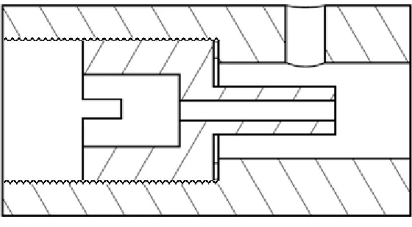 Figura 15- Representação em corte da secção onde ocorre a redução de secção e aspiração do produto de  limpeza no protótipo do sistema de Venturi