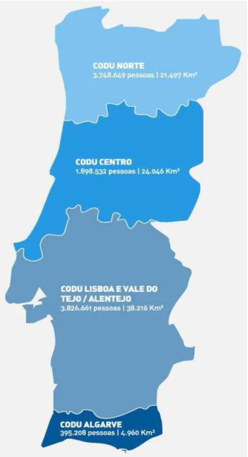 MAPA DO CODU EM PORTUGAL CONTINENTAL 