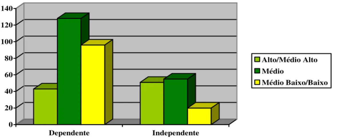 Gráfico 4 – Distribuição dos sujeitos pelas variáveis Estilo Cognitivo e NSE 