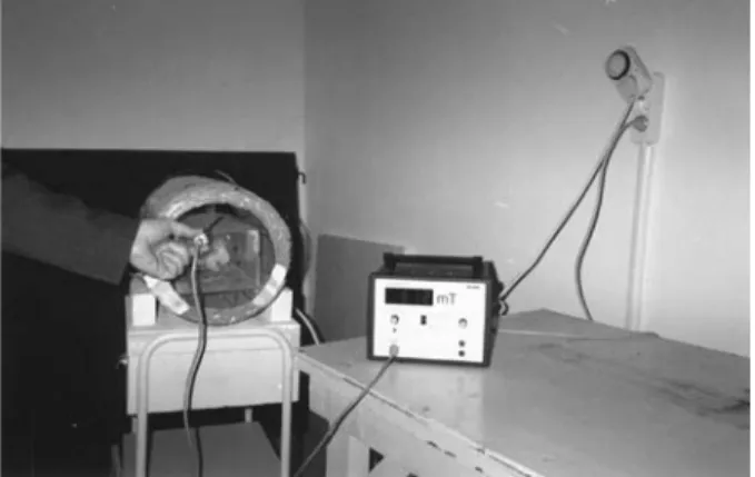Figure 1 - The source of magnetic field and teslameter.