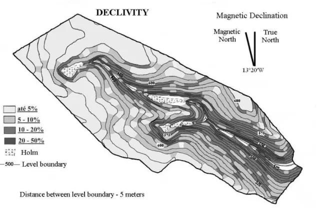 Figure 1 - Map of the Unda river watershed showing the contour lines. 