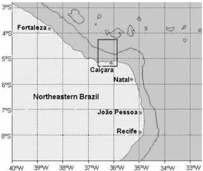Figure 1 - Sample area of S. brownii and S. vomer in Caiçara do Norte (RN). 