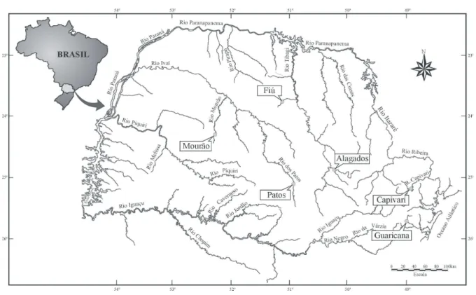 Figure 1 - Location of the six studied reservoirs. 