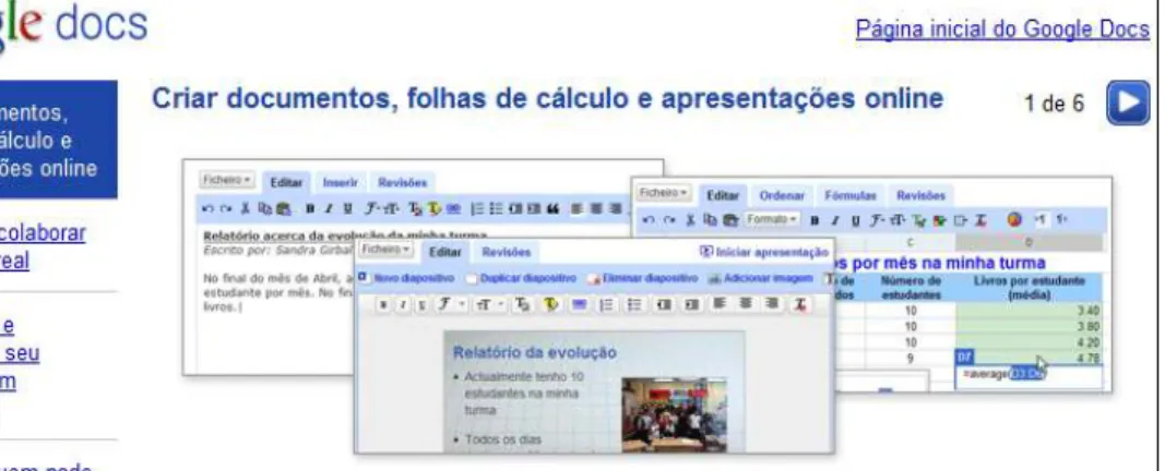 Figura 10 - Apresentação do site Google Docs 