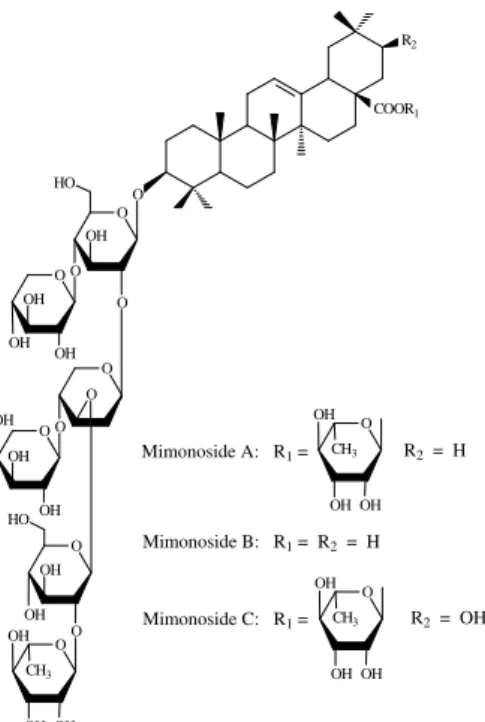 Figure 4 - Triterpenoids saponins isolated from the stem bark of Mimosa tenuiflora (Willd.) Poir