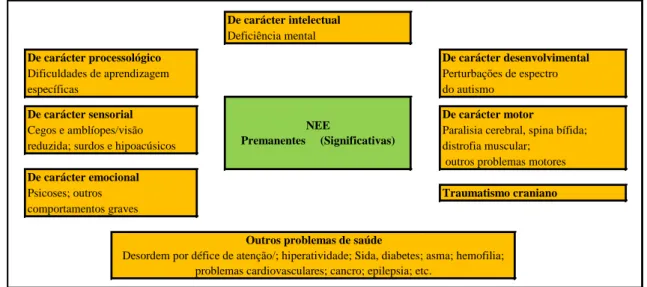 Figura 3: Tipos de NEE significativas (Adaptado de Correia, 2013, p. 47) 