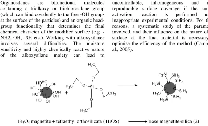 Figure 3 - Procedure for covalently linking Amino silan (SG-Si900) onto magnetic nanoparticles