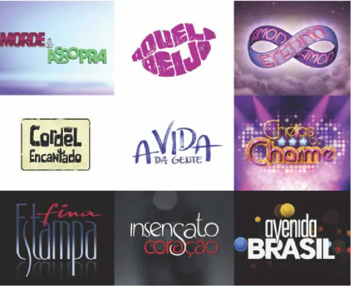 Figura 1 . Logotipos das telenovelas da Rede Globo submetidos à análise semiótica.