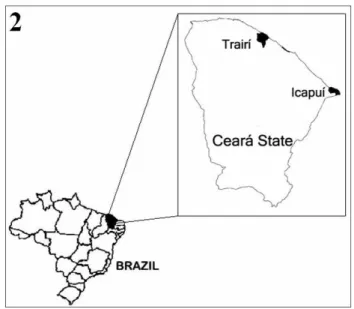 Figure 2 - Studies sites at Ceará State, Northeast Brazil. 