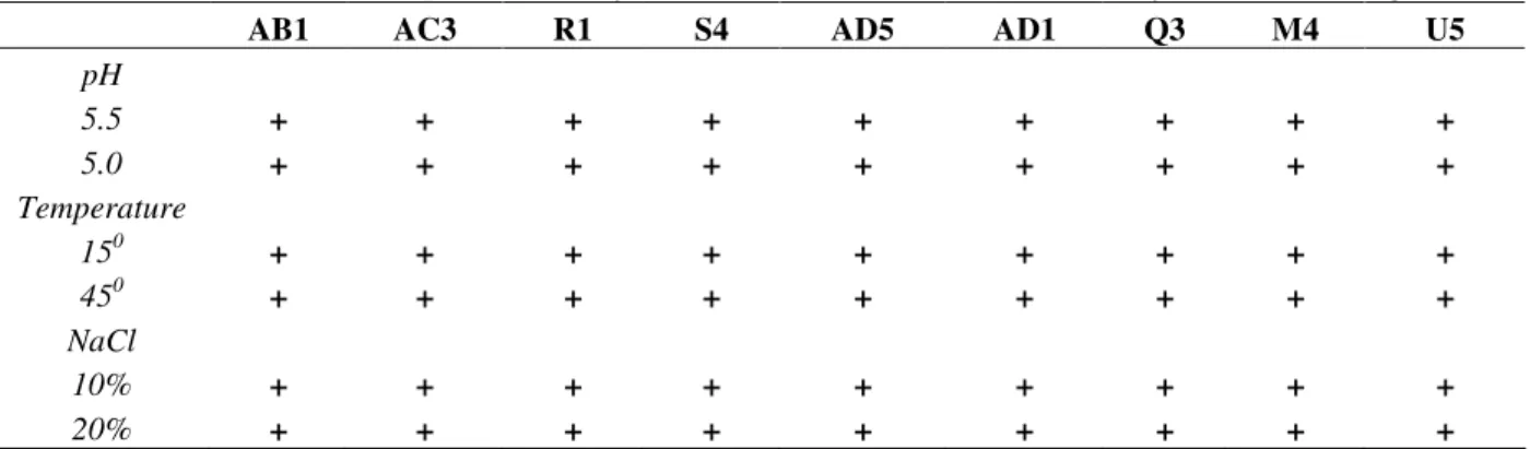 Table 3 - Characterization of Staphylococcus xylosus (BHI broth) isolated from naturally fermented sausages