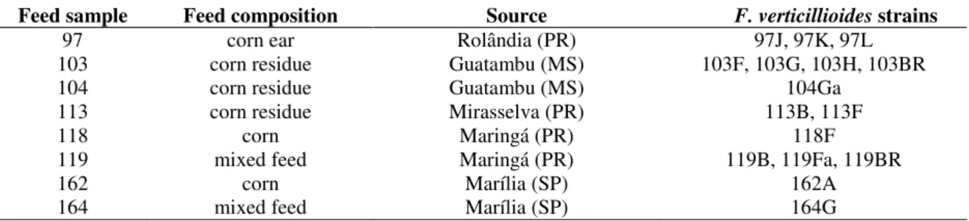 Table 1 - Source of Fusarium verticillioides strains. 