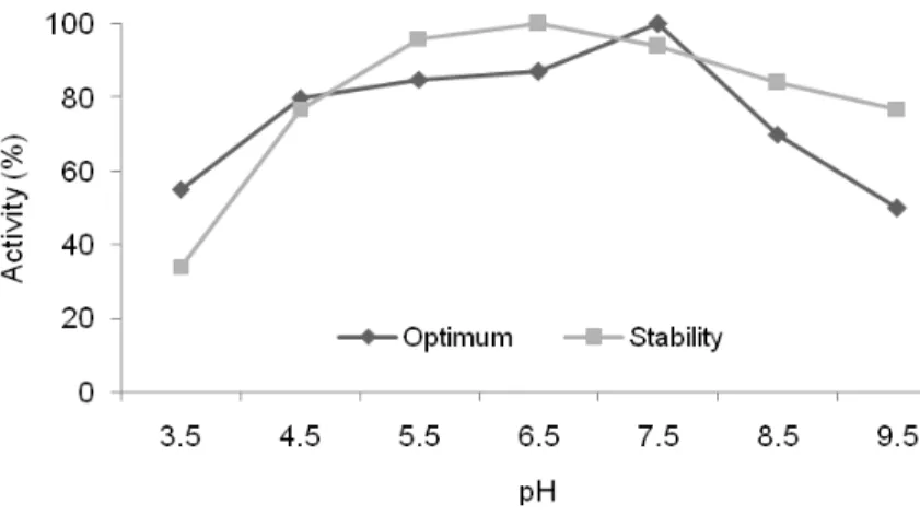 Figure  3  -  Optimum  pH  and  stability  pH  of  Rhizobium sp.  strain  INPA  R-926  amylase