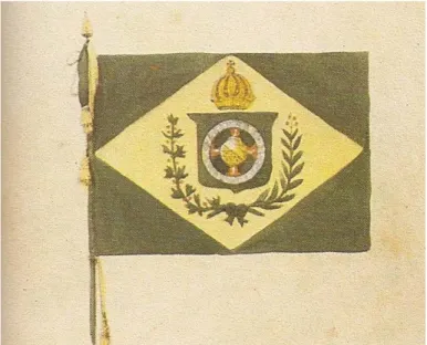 Figura 6 – Bandeira e pavilhão brasileiros. Litografia em: Viagem pitoresca e histórica ao Brasil