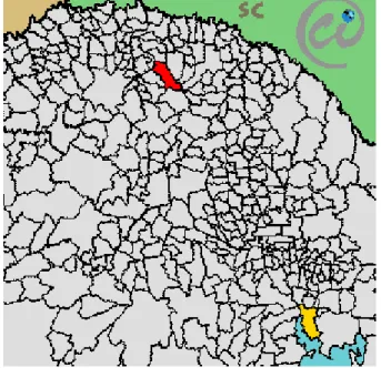 Figura  2  –  Mapa  do  Rio  Grande  do  Sul  destacando  em  vermelho  a  cidade  de  Ronda  Alta.