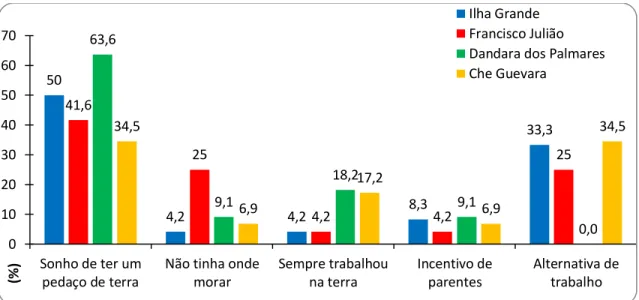 Figura 10  –  Motivos para participação do processo de reforma agrária (%). 