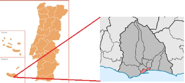Figura 2.1 - Localização da cidade do Funchal e da freguesia da Sé 