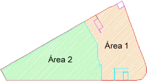 Figura 2.34 - Divisão dos pisos em duas áreas pelo plano de betonagem 