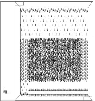 Figure 5 - Vectors representing the continual phase, in plan xy to z = 0.005 m. 