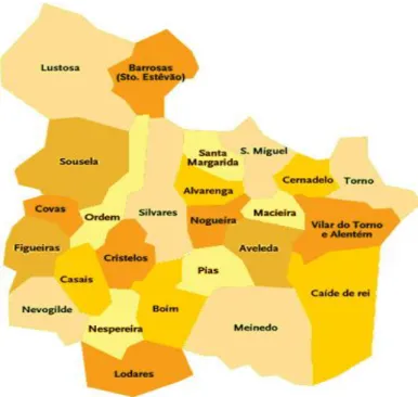 Figura 2. Mapa do concelho de Lousada  (Wikienergia.com) 