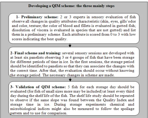 Figure 1 – A general chart of the process necessary to develop a QIM scheme (Matinsdóttir 2002).