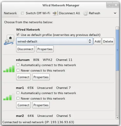 Figure 3.6: wicd’s graphical user interface window.