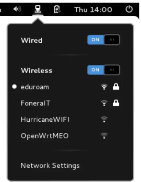 Figure 3.8: Gnome’s NetworkManager applet.