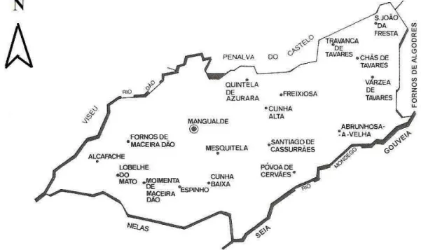 Mapa 1 - Mapa das freguesias do concelho de Mangualde 