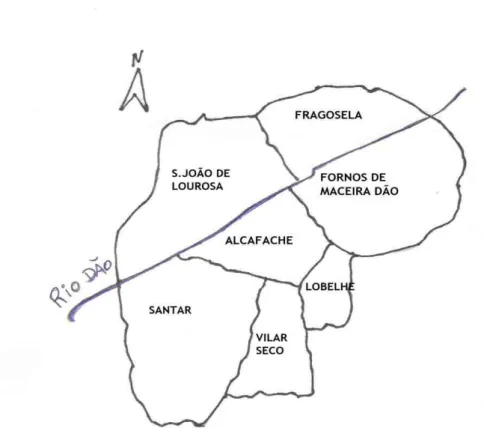 Mapa 3 - Alcafache e freguesias limítrofes 