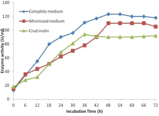 Figure  3  -  Optimization  of  the  fermentation  medium  used  in  the  second  batch  production  of  inulinase  by  P