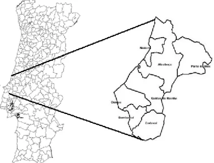 Figura 1 – Localização da Área Geográfica da IGP “Ginja de Óbidos e Alcobaça”.