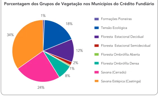 Figura 7: Grupos vegetacionais nos municípios nos quais  estão os projetos avaliados do Crédito Fundiário.