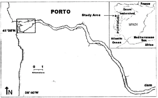 Figure 1: Map of the Douro Watershed, and the Douro estuary. (Picture kindly  given by Professor Bordalo e Sá) 