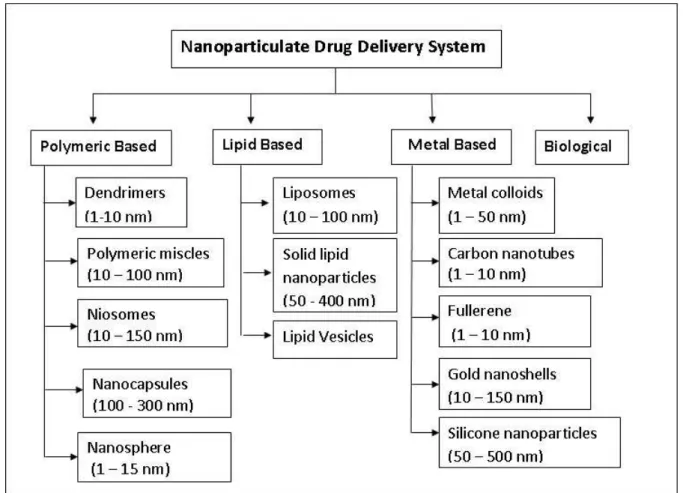 Figure 1 - Types of nanoparticulate drug delivery systems. 