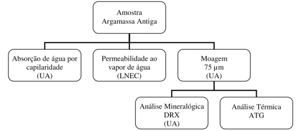 Figura 21 – Organograma analítico utilizado no estudo das amostras de argamassas antigas