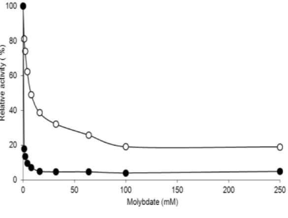 Figure  5  -  Effect  of  molybdate  concentration  in  the  reaction  mixture  on  the  acid  phosphatase  activities