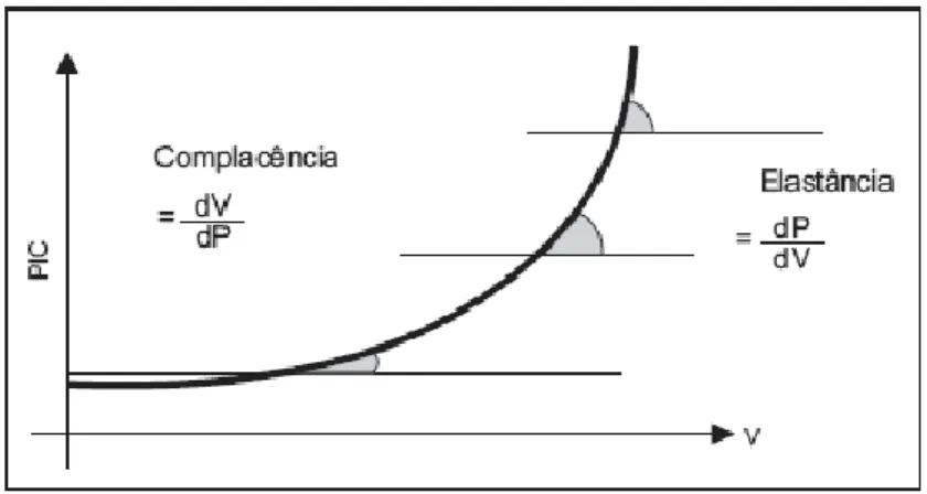 Figura 1 - Relação entre a pressão e o volume intracraniano, curva de Langftt 