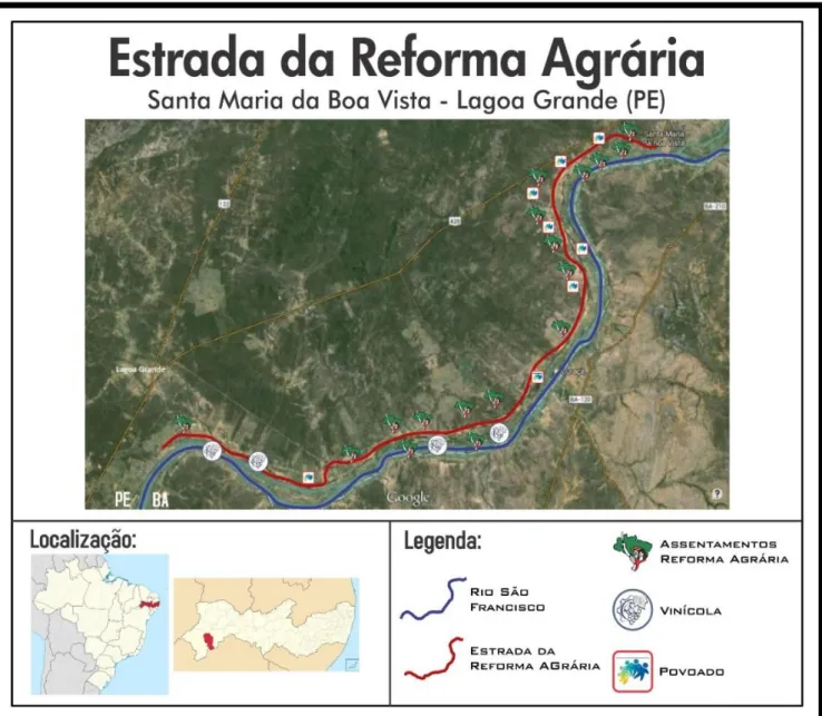 Figura 2 – Localização dos assentamentos na Rodovia PE 517  